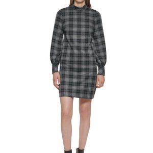 CALVIN KLEIN Plaid Above Knee Mini Dress